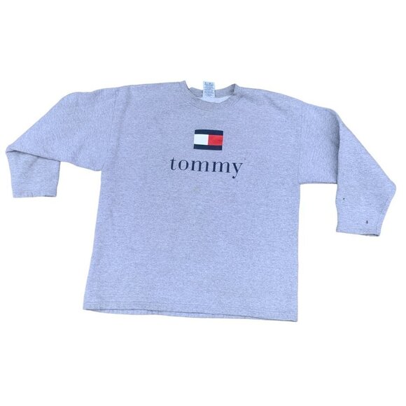 VINTAGE 1994 Tommy Hilfiger Sweater XL Gray - Picture 2 of 11